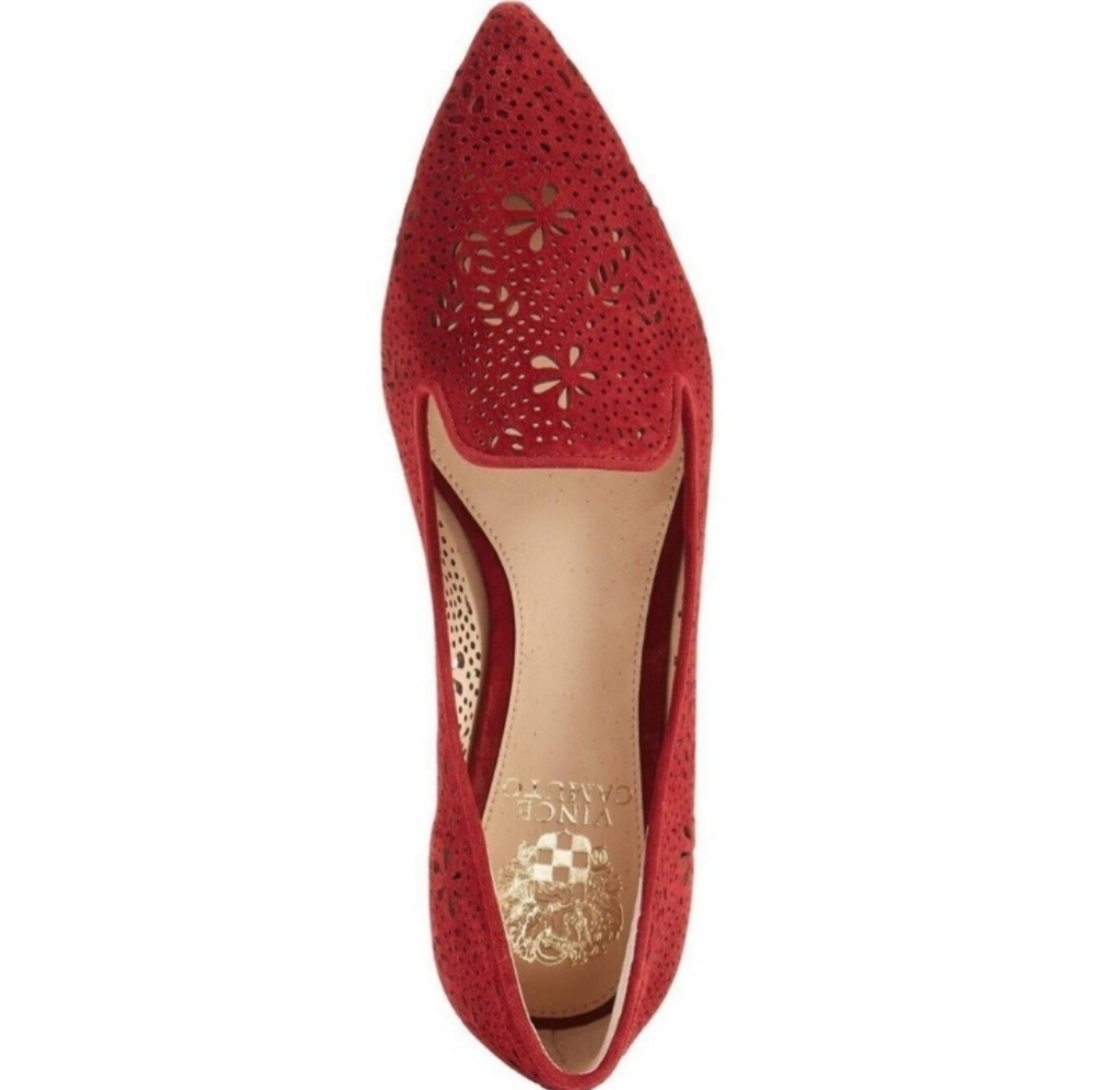 Vince Camuto Earina Perforated Laser Cut Pointy Toe Flat Sz 6.5